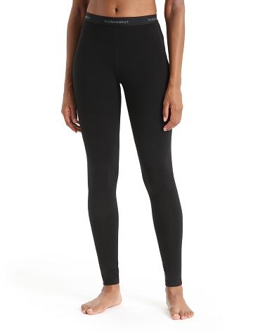 Black Women's Icebreaker BodyfitZone™ Merino 150 Zone Thermal Leggings Base Layers | USA 1888DFMN